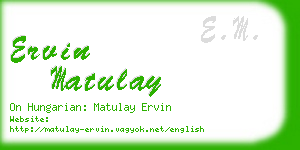 ervin matulay business card
